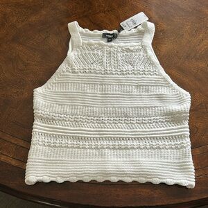 White crocheted tank from Express